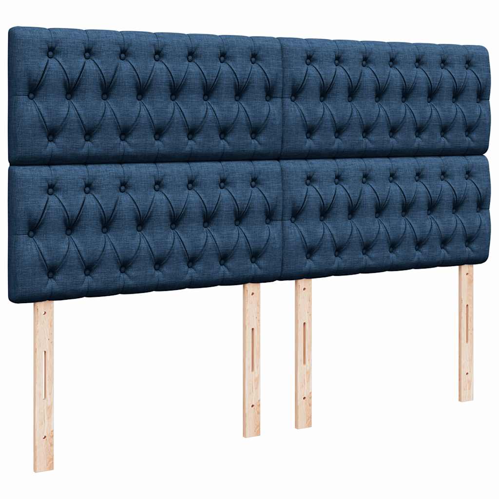 vidaXL Κρεβάτι Boxspring με Στρώμα Μπλε 180x200 εκ. Υφασμάτινο