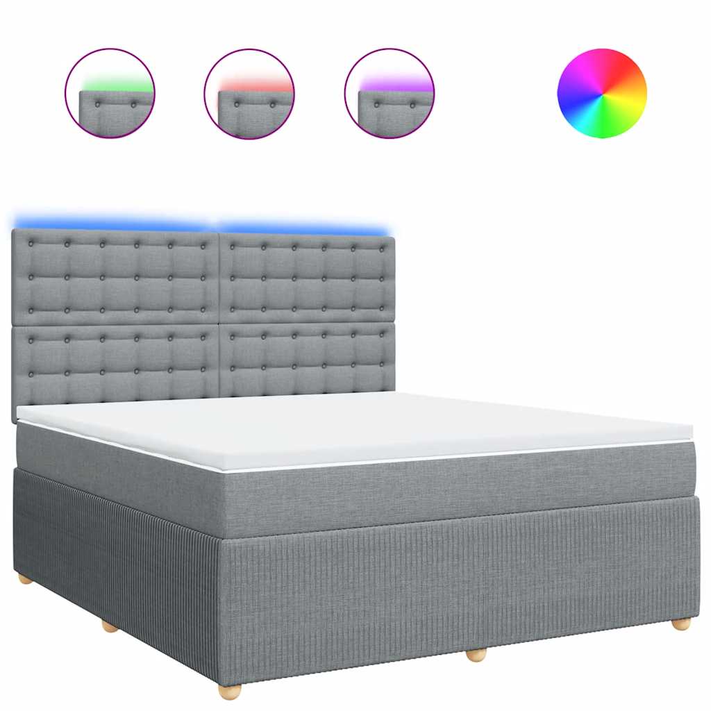 vidaXL Κρεβάτι Boxspring με Στρώμα Ανοιχτό Γκρι 180x200 εκ. Υφασμάτινο