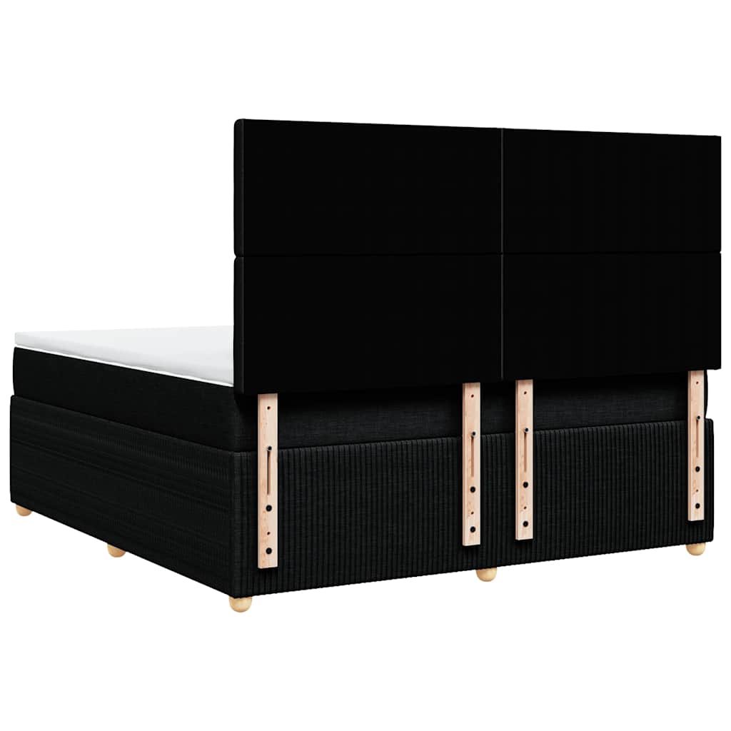 vidaXL Κρεβάτι Boxspring με Στρώμα Μαύρο 180x200 εκ. Υφασμάτινο