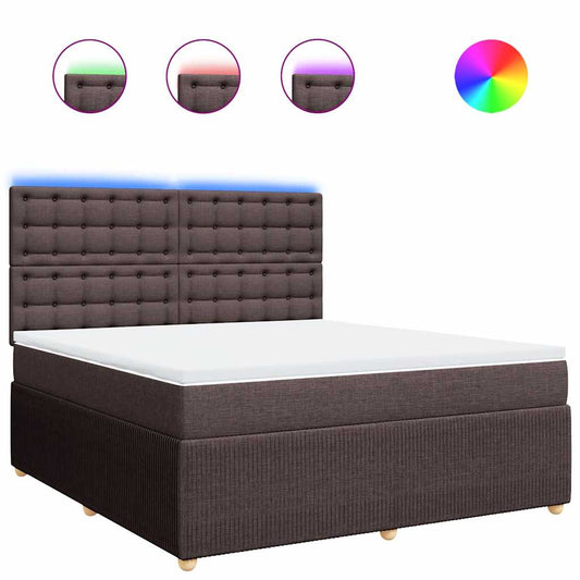 vidaXL Κρεβάτι Boxspring με Στρώμα Σκούρο Καφέ 180x200 εκ Υφασμάτινο