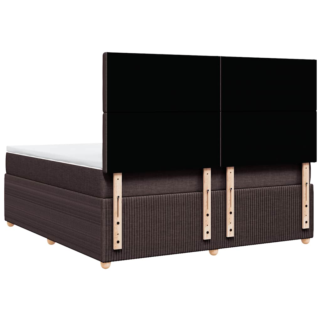 vidaXL Κρεβάτι Boxspring με Στρώμα Σκούρο Καφέ 180x200 εκ Υφασμάτινο