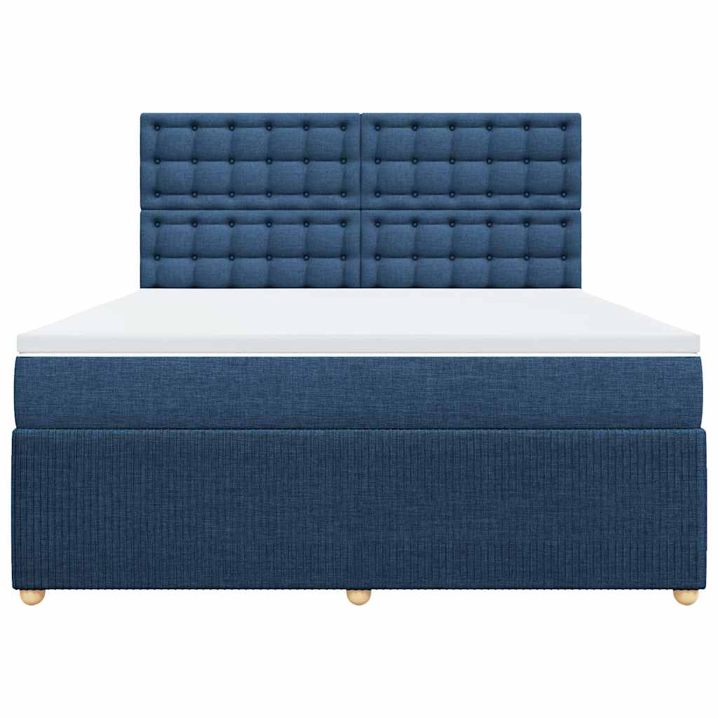 vidaXL Κρεβάτι Boxspring με Στρώμα Μπλε 180x200 εκ. Υφασμάτινο