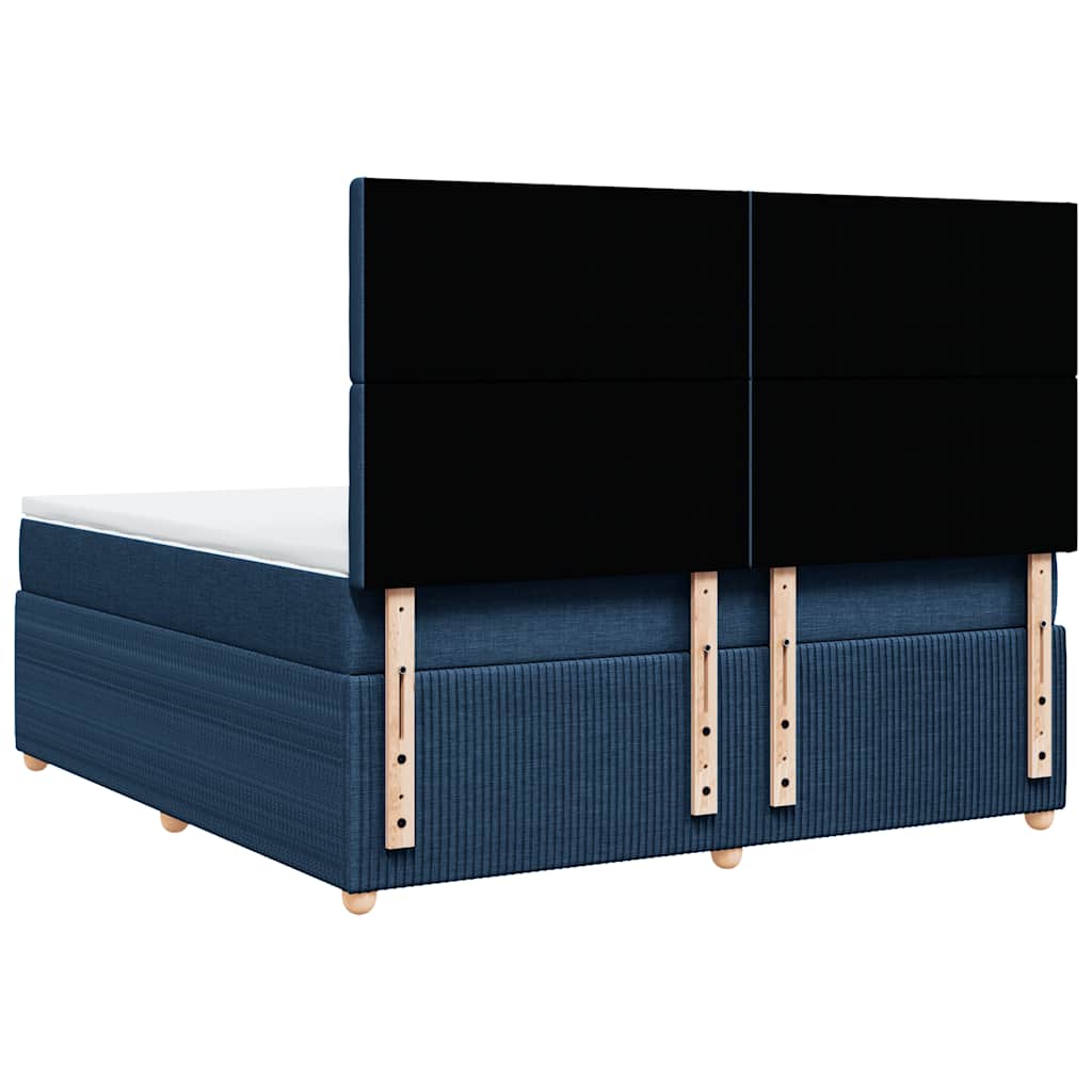 vidaXL Κρεβάτι Boxspring με Στρώμα Μπλε 180x200 εκ. Υφασμάτινο