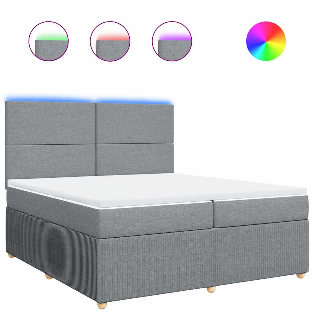 vidaXL Κρεβάτι Boxspring με Στρώμα Ανοιχτό Γκρι 200x200 εκ. Υφασμάτινο