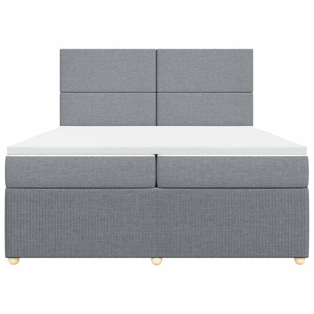 vidaXL Κρεβάτι Boxspring με Στρώμα Ανοιχτό Γκρι 200x200 εκ. Υφασμάτινο