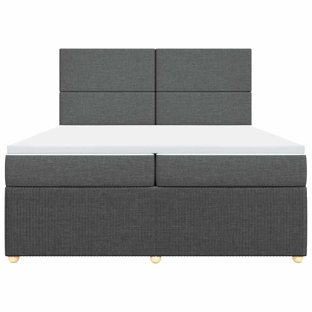 vidaXL Κρεβάτι Boxspring με Στρώμα Σκούρο Γκρι 200x200 εκ. Υφασμάτινο