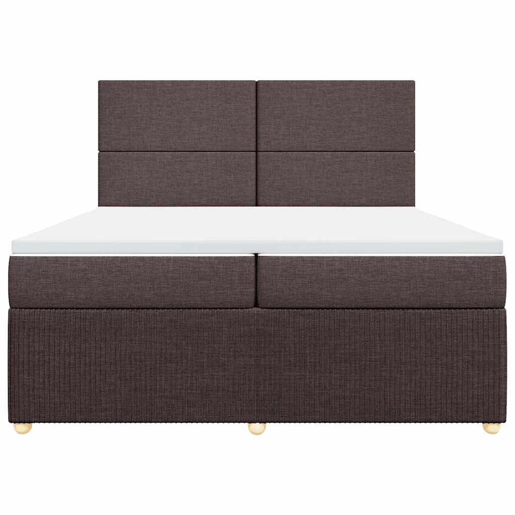 vidaXL Κρεβάτι Boxspring με Στρώμα Σκούρο Καφέ 200x200 εκ. Υφασμάτινο
