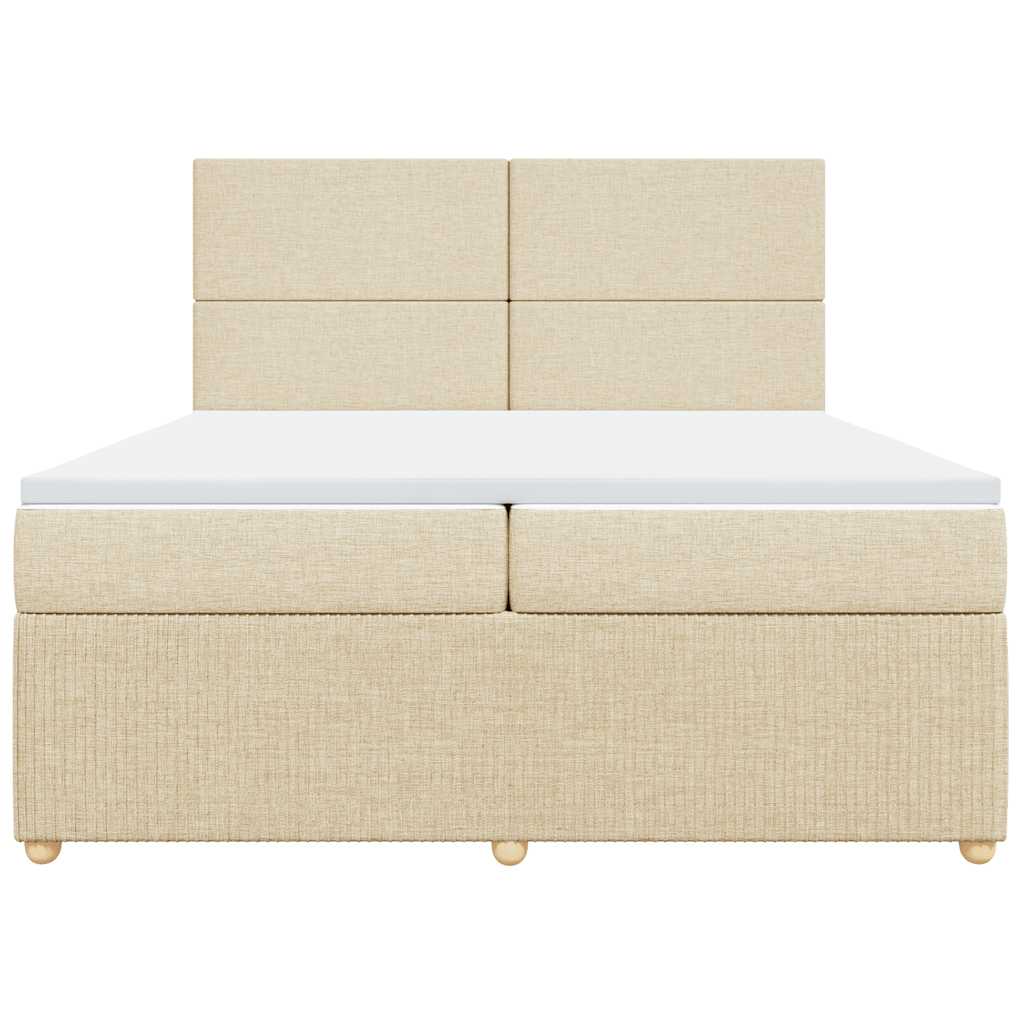vidaXL Κρεβάτι Boxspring με Στρώμα Κρεμ 200x200 εκ. Υφασμάτινο