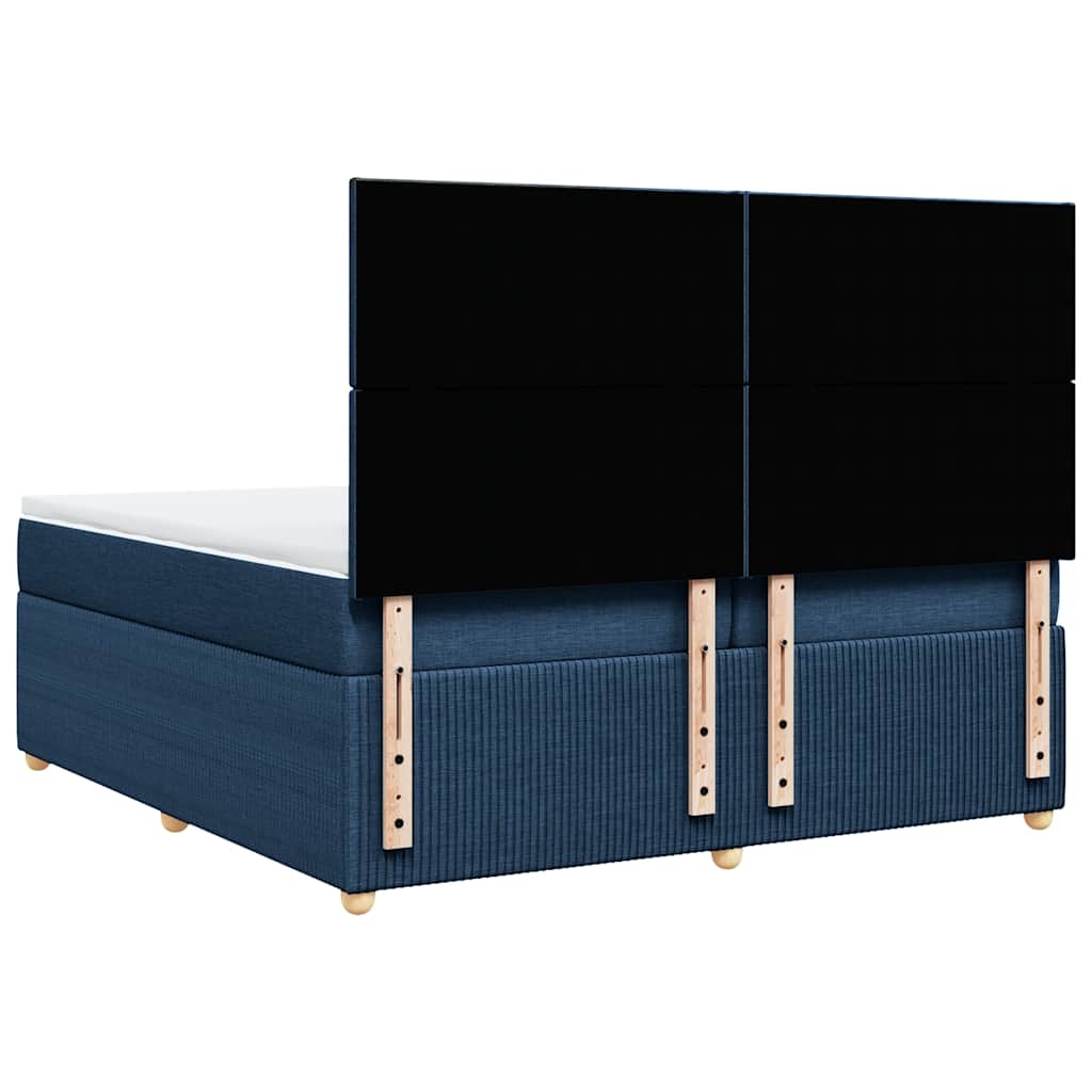 vidaXL Κρεβάτι Boxspring με Στρώμα Μπλε 200x200 εκ. Υφασμάτινο