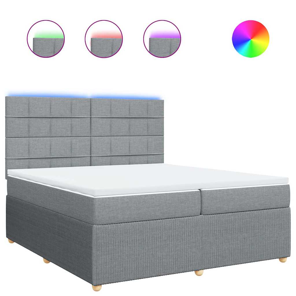 vidaXL Κρεβάτι Boxspring με Στρώμα Ανοιχτό Γκρι 200x200 εκ. Υφασμάτινο