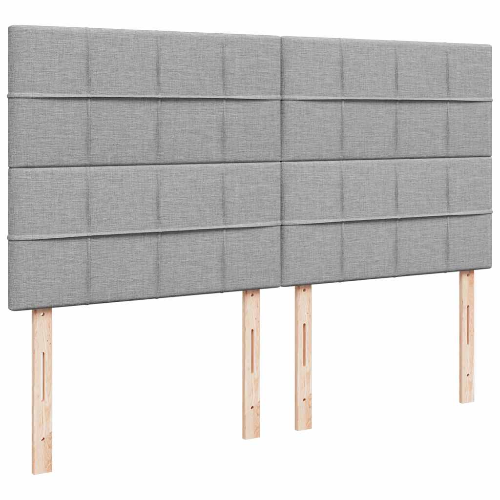 vidaXL Κρεβάτι Boxspring με Στρώμα Ανοιχτό Γκρι 200x200 εκ. Υφασμάτινο