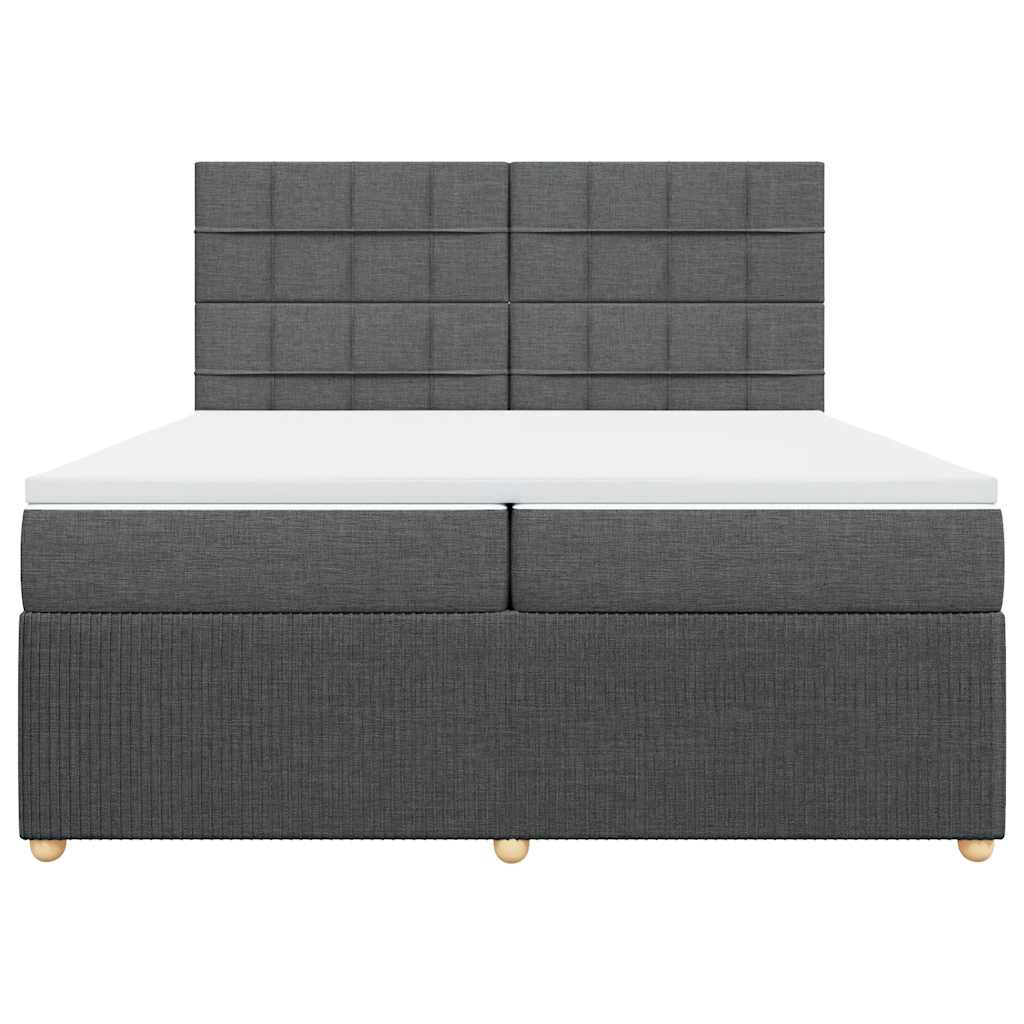 vidaXL Κρεβάτι Boxspring με Στρώμα Σκούρο Γκρι 200x200 εκ. Υφασμάτινο