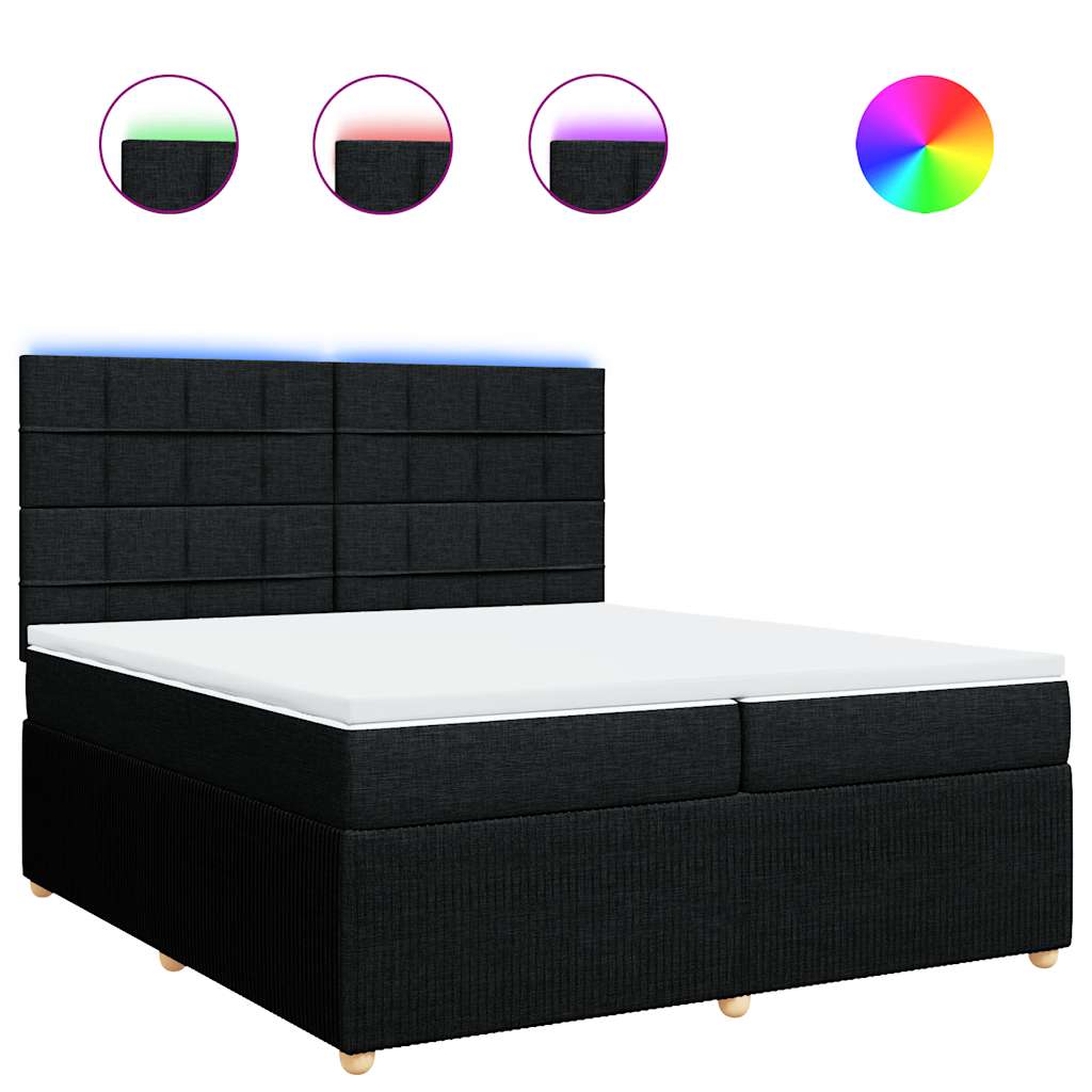vidaXL Κρεβάτι Boxspring με Στρώμα Μαύρο 200x200 εκ. Υφασμάτινο
