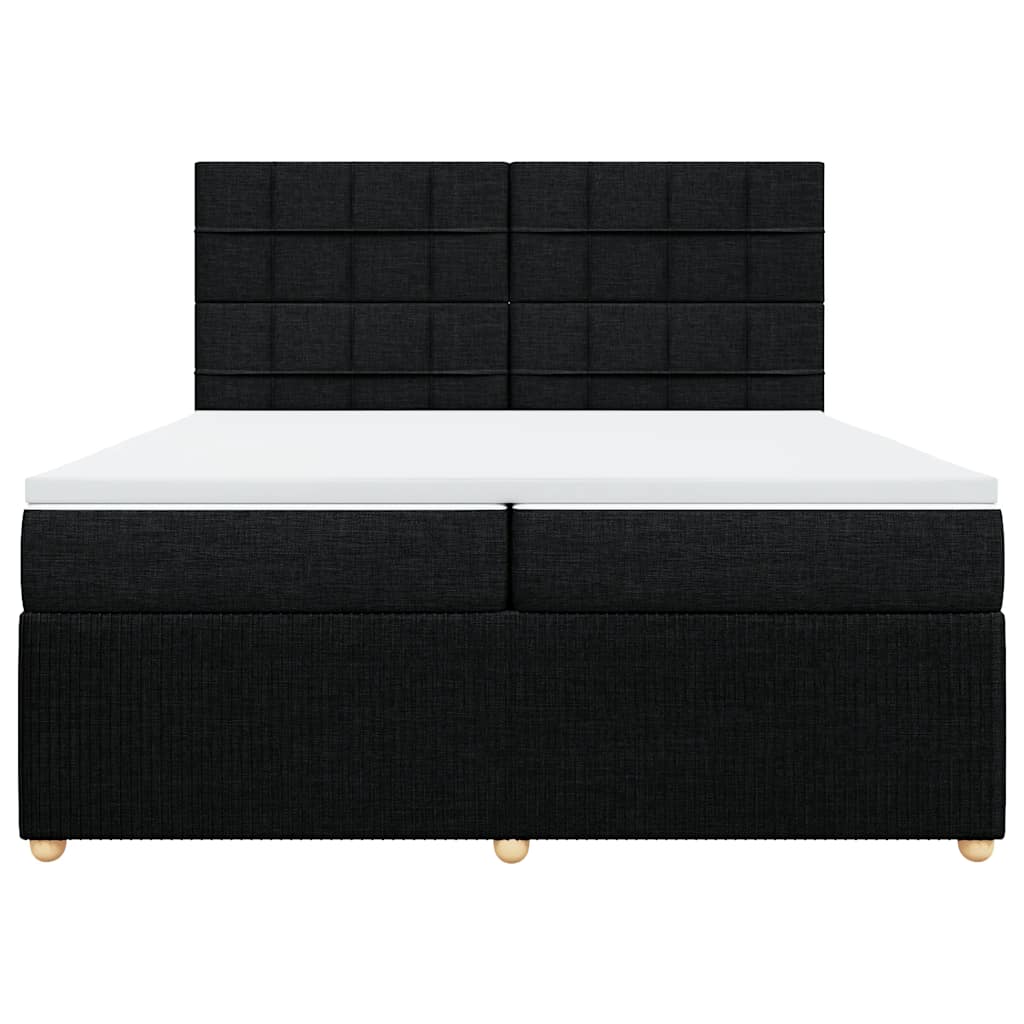 vidaXL Κρεβάτι Boxspring με Στρώμα Μαύρο 200x200 εκ. Υφασμάτινο