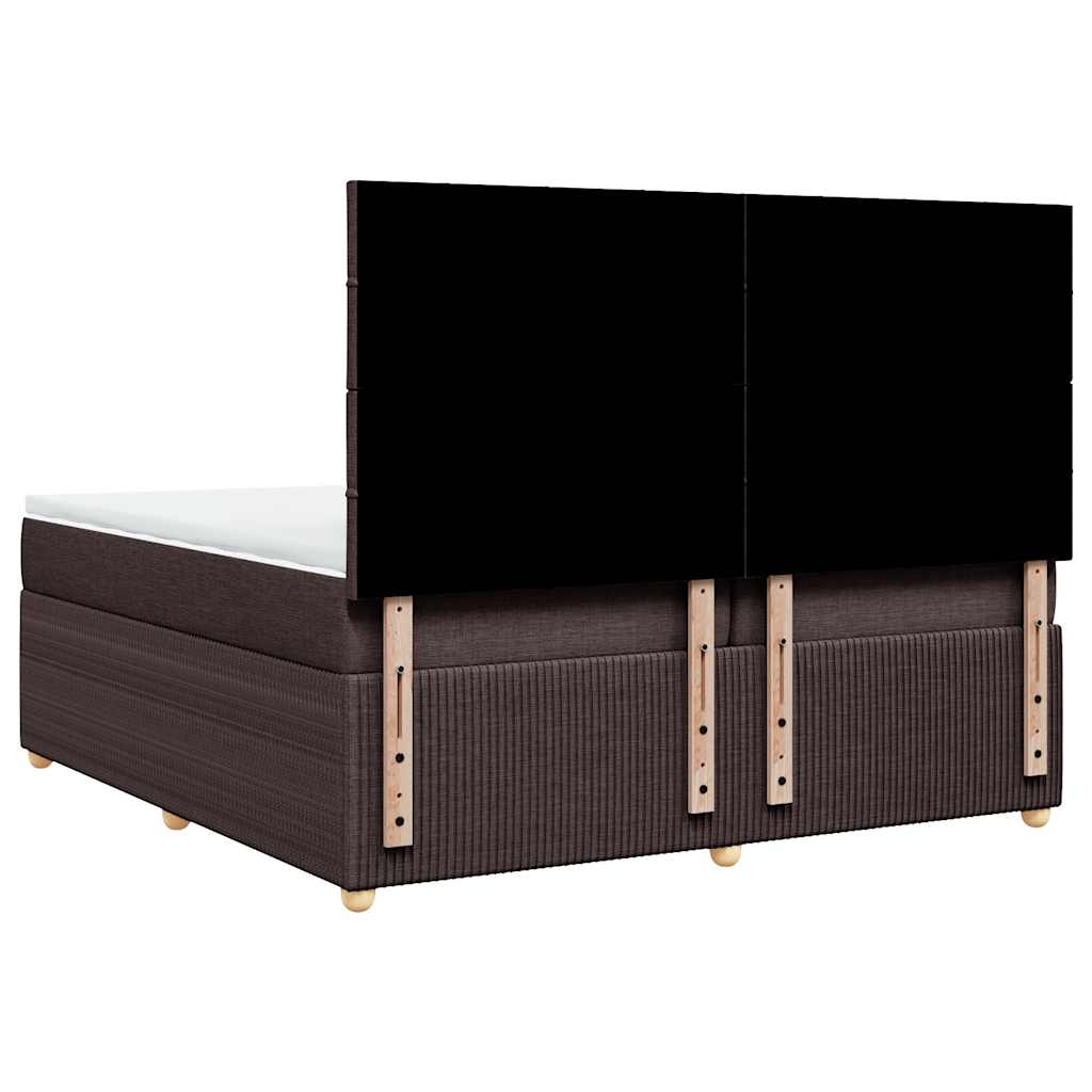vidaXL Κρεβάτι Boxspring με Στρώμα Σκούρο Καφέ 200x200 εκ. Υφασμάτινο
