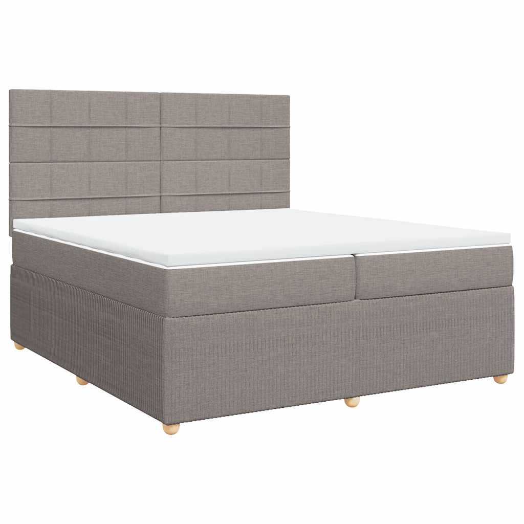 vidaXL Κρεβάτι Boxspring με Στρώμα Taupe 200x200 εκ. Υφασμάτινο