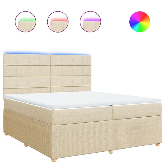 vidaXL Κρεβάτι Boxspring με Στρώμα Κρεμ 200x200 εκ. Υφασμάτινο
