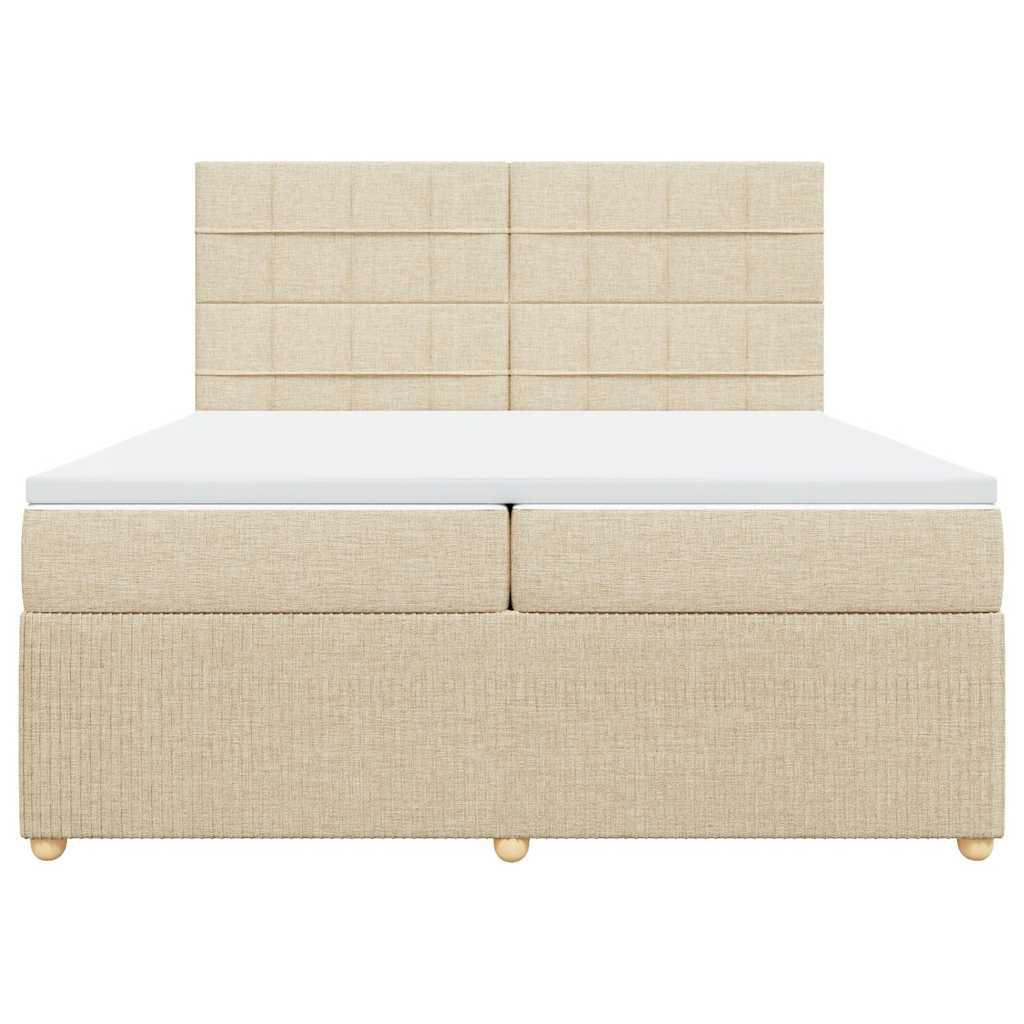 vidaXL Κρεβάτι Boxspring με Στρώμα Κρεμ 200x200 εκ. Υφασμάτινο