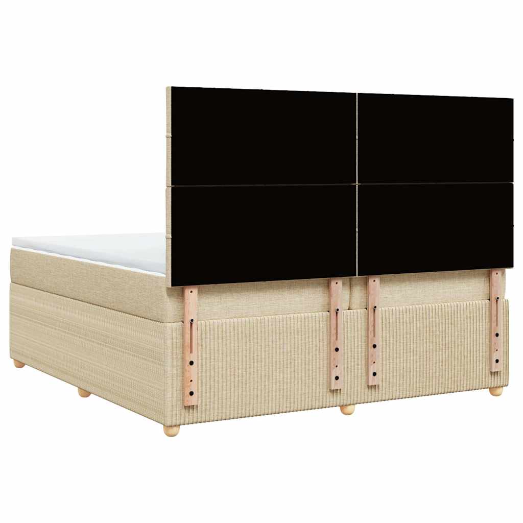 vidaXL Κρεβάτι Boxspring με Στρώμα Κρεμ 200x200 εκ. Υφασμάτινο