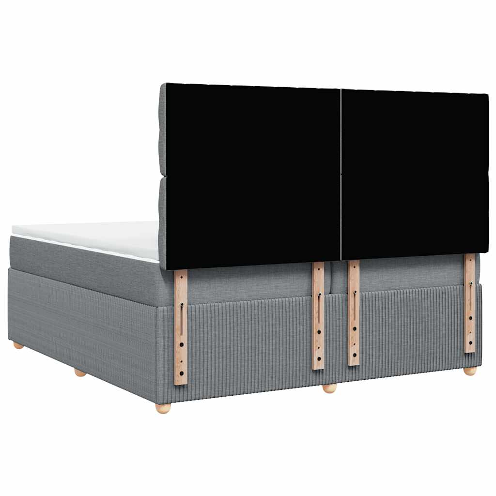 vidaXL Κρεβάτι Boxspring με Στρώμα Ανοιχτό Γκρι 200x200 εκ. Υφασμάτινο