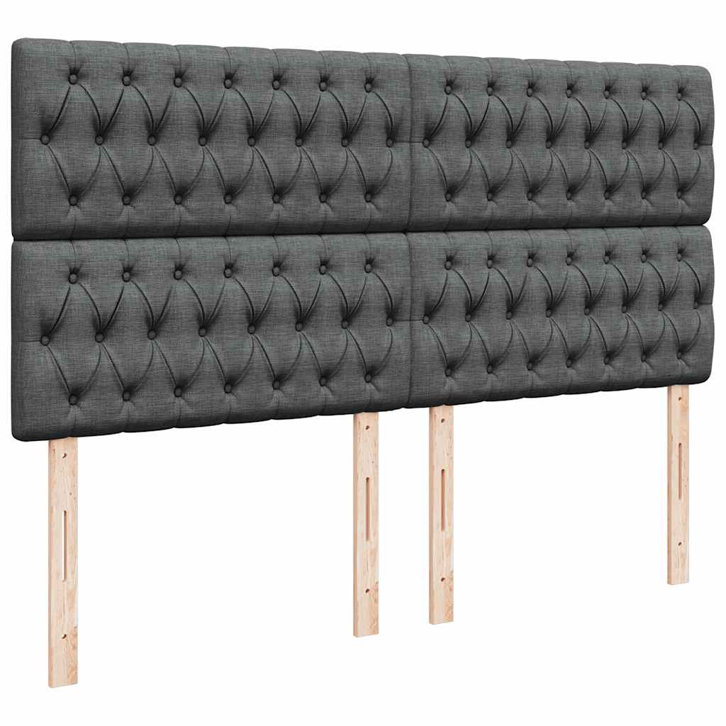 vidaXL Κρεβάτι Boxspring με Στρώμα Σκούρο Γκρι 200x200 εκ. Υφασμάτινο
