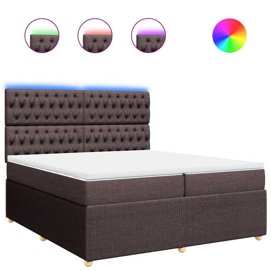 vidaXL Κρεβάτι Boxspring με Στρώμα Σκούρο Καφέ 200x200 εκ. Υφασμάτινο