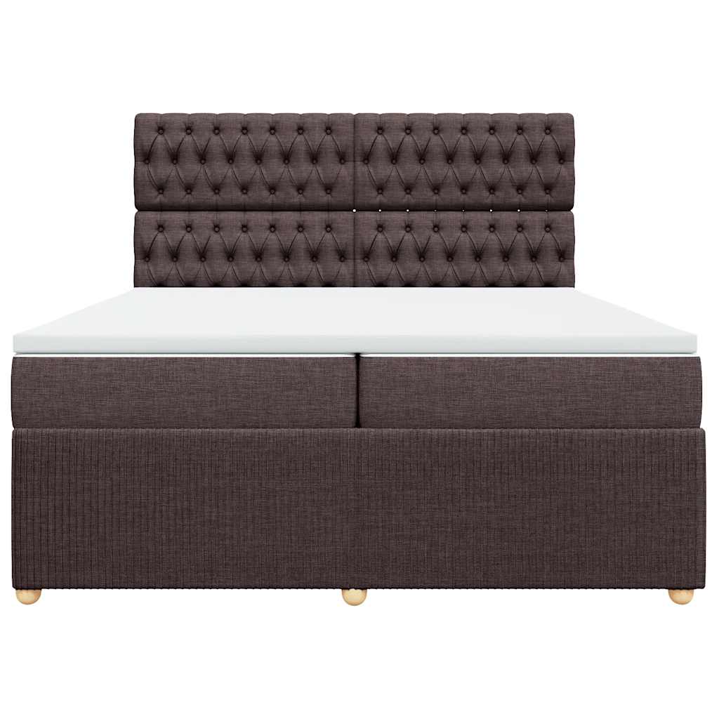 vidaXL Κρεβάτι Boxspring με Στρώμα Σκούρο Καφέ 200x200 εκ. Υφασμάτινο
