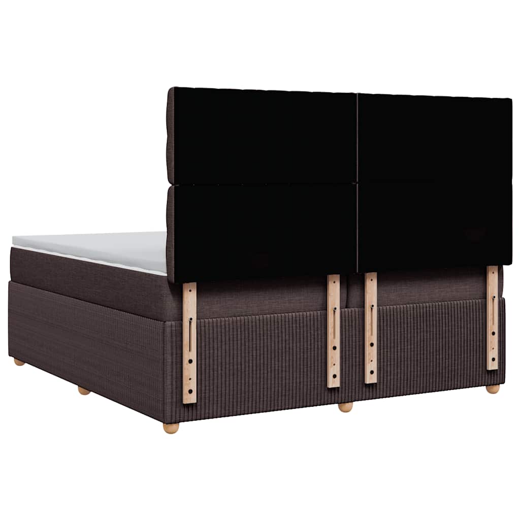 vidaXL Κρεβάτι Boxspring με Στρώμα Σκούρο Καφέ 200x200 εκ. Υφασμάτινο