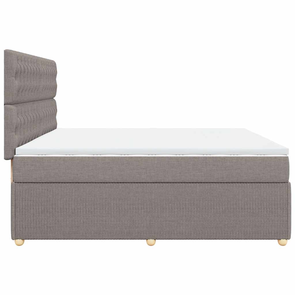 vidaXL Κρεβάτι Boxspring με Στρώμα Taupe 200x200 εκ. Υφασμάτινο