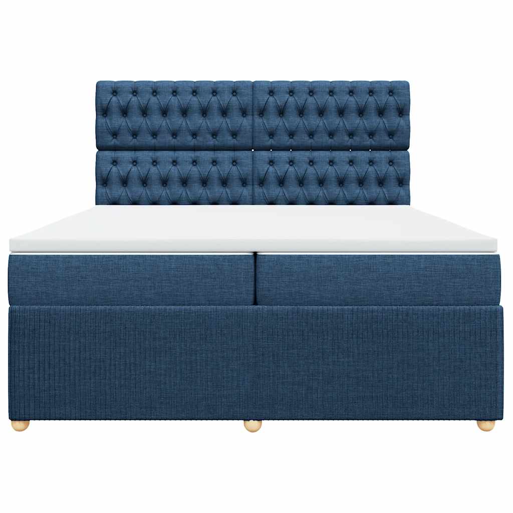 vidaXL Κρεβάτι Boxspring με Στρώμα Μπλε 200x200 εκ. Υφασμάτινο