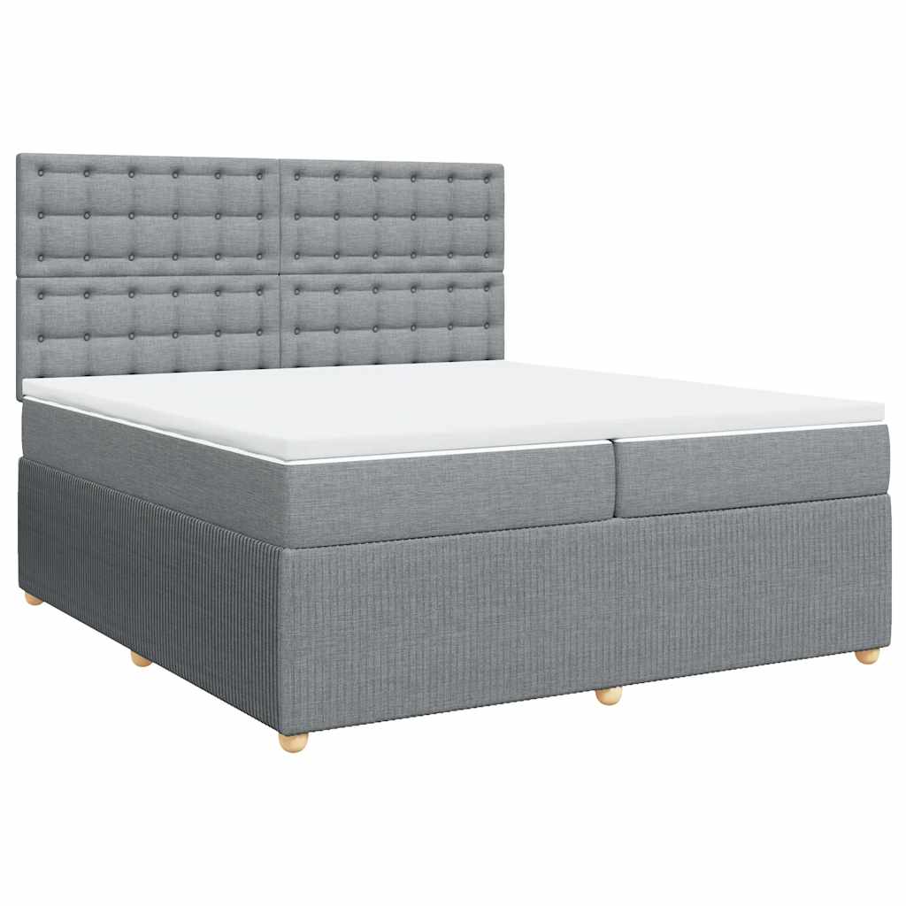 vidaXL Κρεβάτι Boxspring με Στρώμα Ανοιχτό Γκρι 200x200 εκ. Υφασμάτινο