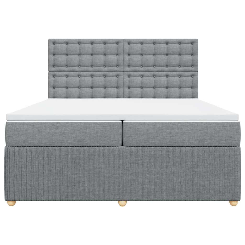 vidaXL Κρεβάτι Boxspring με Στρώμα Ανοιχτό Γκρι 200x200 εκ. Υφασμάτινο