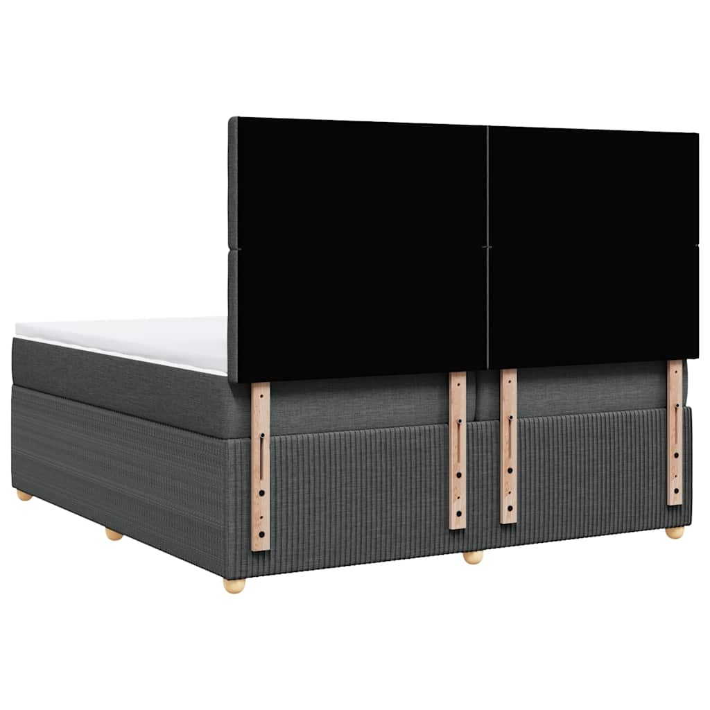 vidaXL Κρεβάτι Boxspring με Στρώμα Σκούρο Γκρι 200x200 εκ. Υφασμάτινο