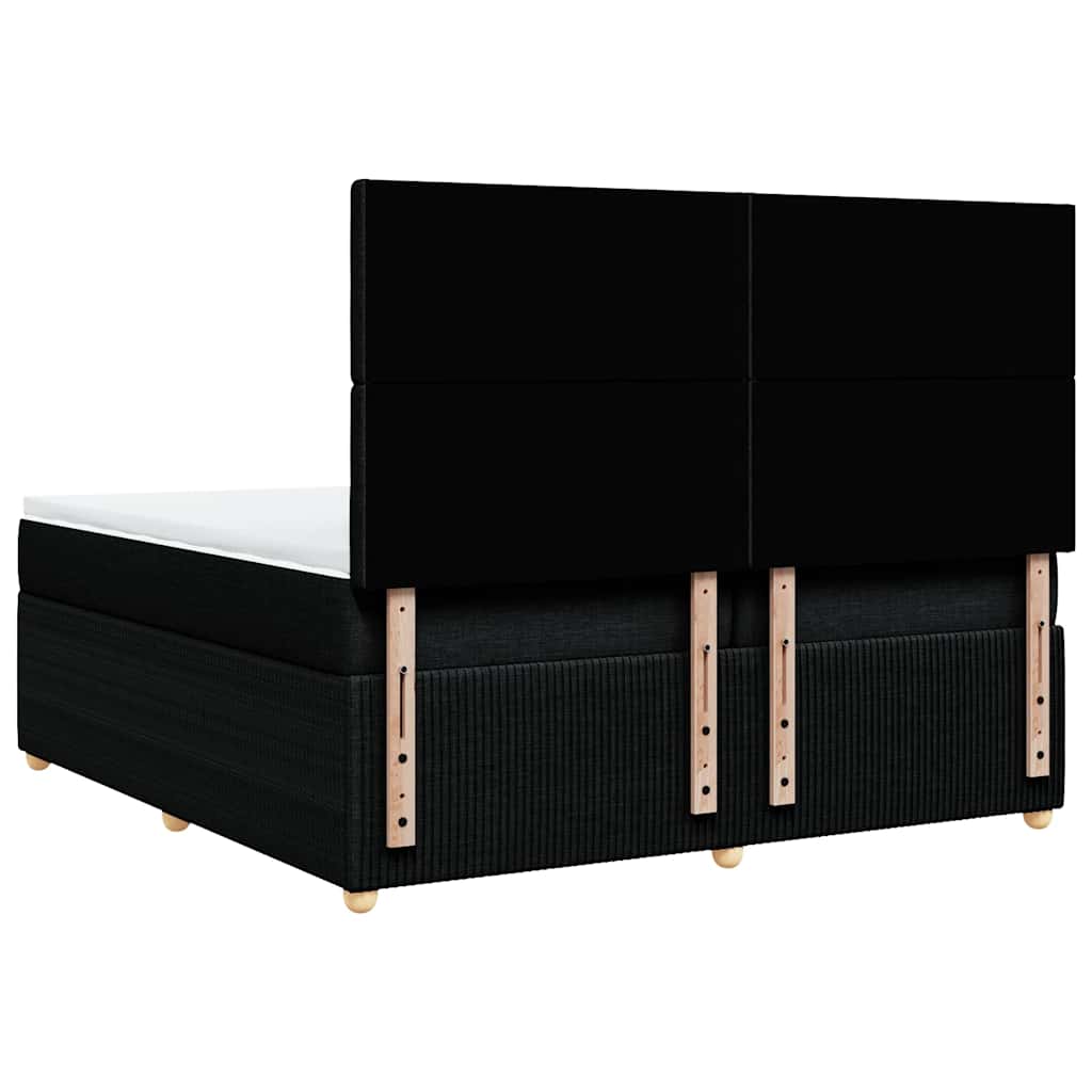 vidaXL Κρεβάτι Boxspring με Στρώμα Μαύρο 200x200 εκ. Υφασμάτινο