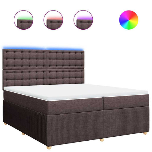 vidaXL Κρεβάτι Boxspring με Στρώμα Σκούρο Καφέ 200x200 εκ. Υφασμάτινο