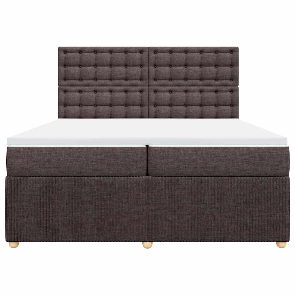 vidaXL Κρεβάτι Boxspring με Στρώμα Σκούρο Καφέ 200x200 εκ. Υφασμάτινο