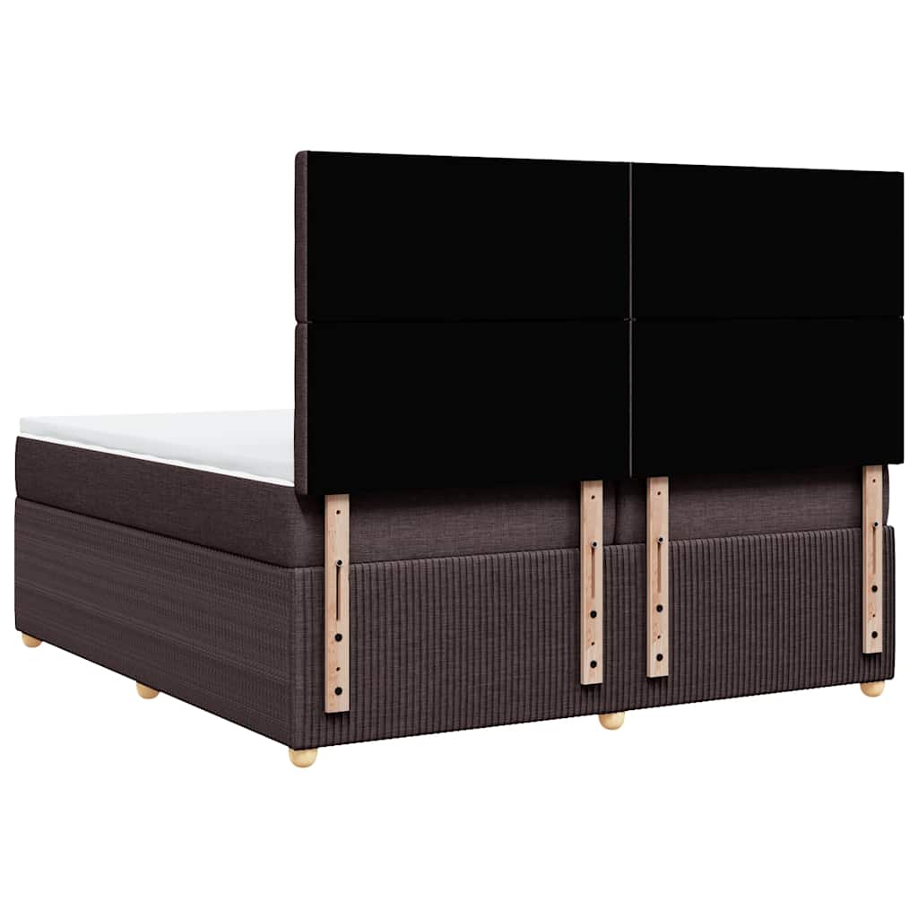 vidaXL Κρεβάτι Boxspring με Στρώμα Σκούρο Καφέ 200x200 εκ. Υφασμάτινο