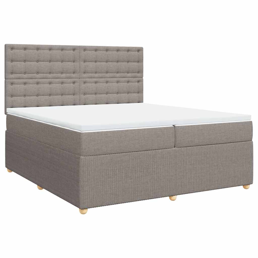 vidaXL Κρεβάτι Boxspring με Στρώμα Taupe 200x200 εκ. Υφασμάτινο