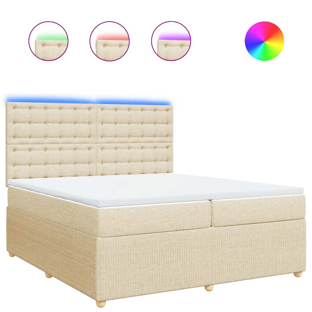 vidaXL Κρεβάτι Boxspring με Στρώμα Κρεμ 200x200 εκ. Υφασμάτινο