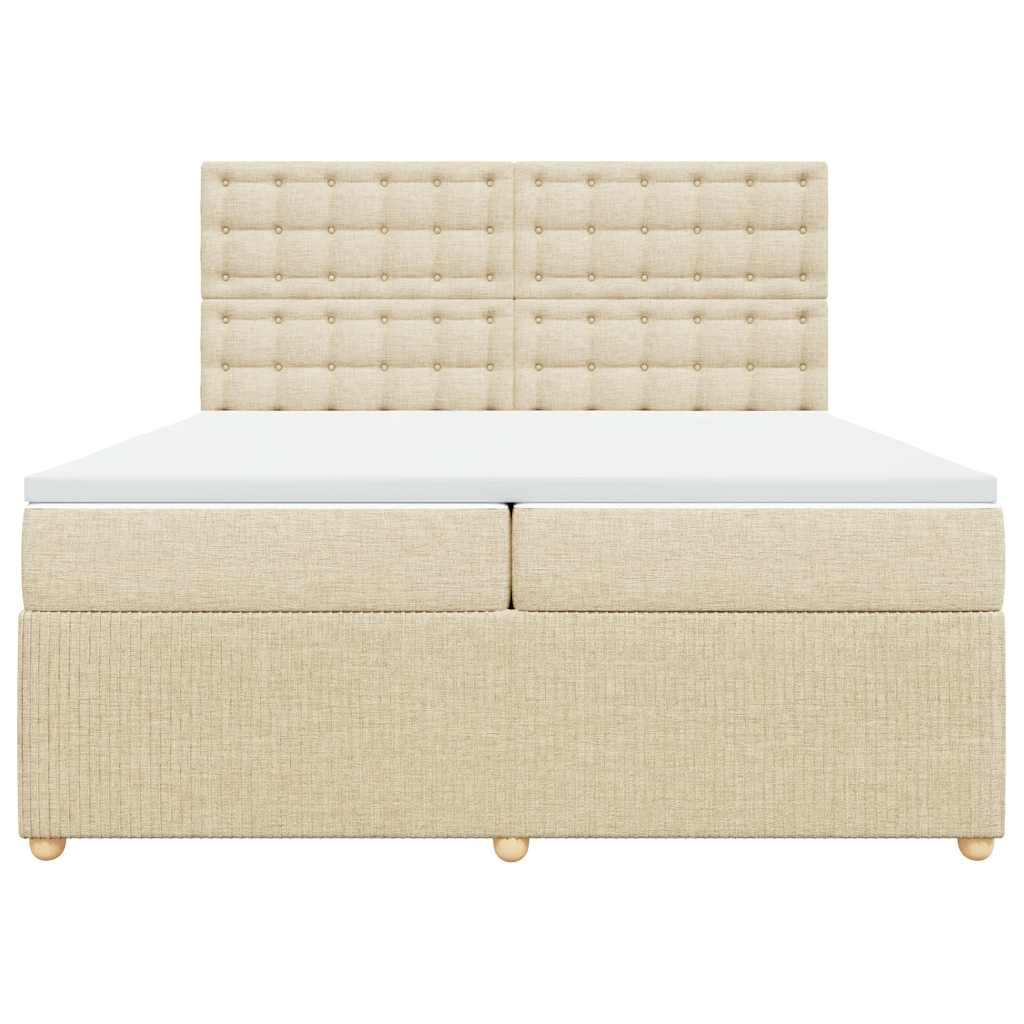 vidaXL Κρεβάτι Boxspring με Στρώμα Κρεμ 200x200 εκ. Υφασμάτινο