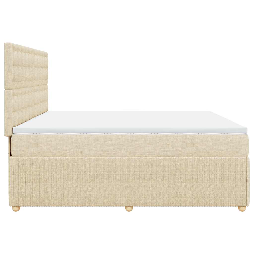 vidaXL Κρεβάτι Boxspring με Στρώμα Κρεμ 200x200 εκ. Υφασμάτινο