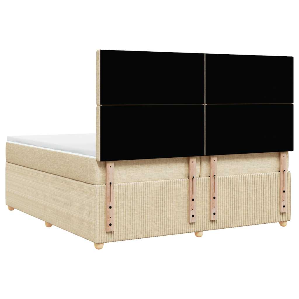 vidaXL Κρεβάτι Boxspring με Στρώμα Κρεμ 200x200 εκ. Υφασμάτινο