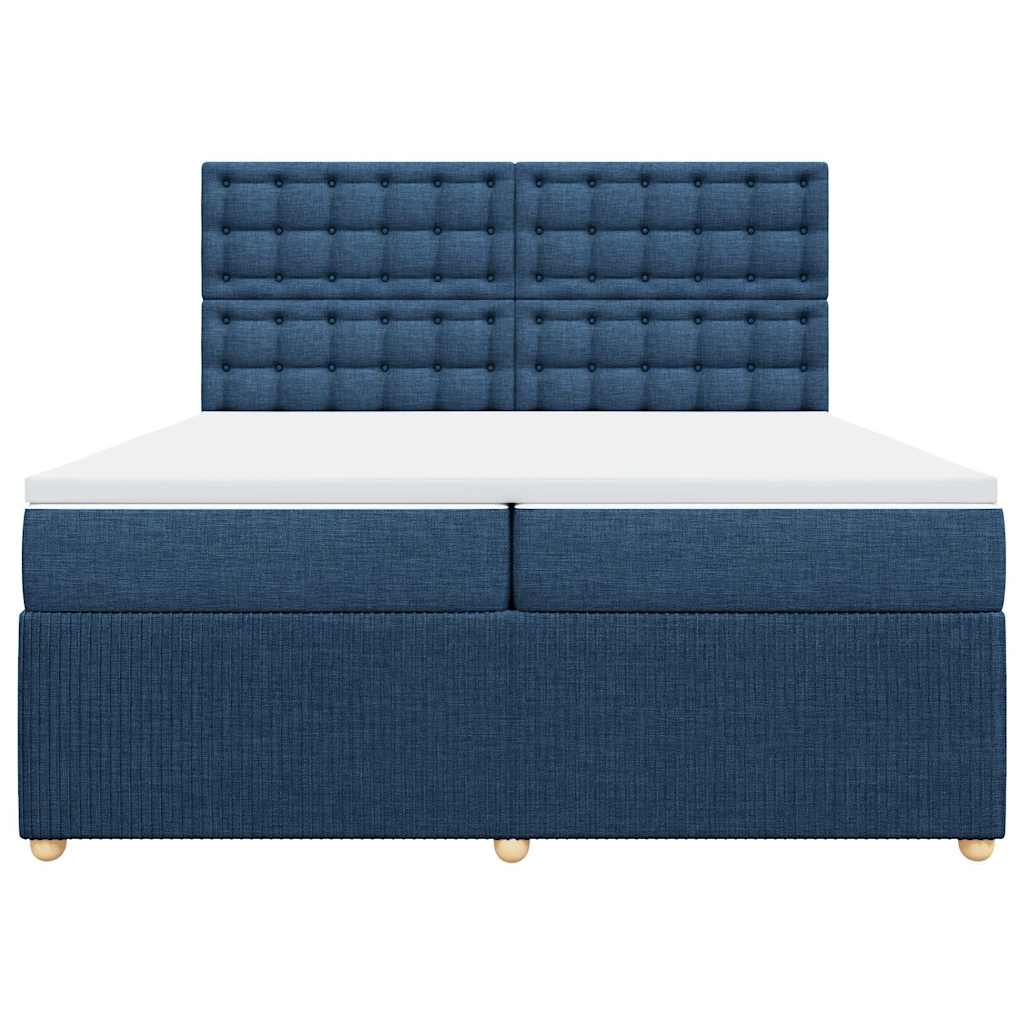 vidaXL Κρεβάτι Boxspring με Στρώμα Μπλε 200x200 εκ. Υφασμάτινο