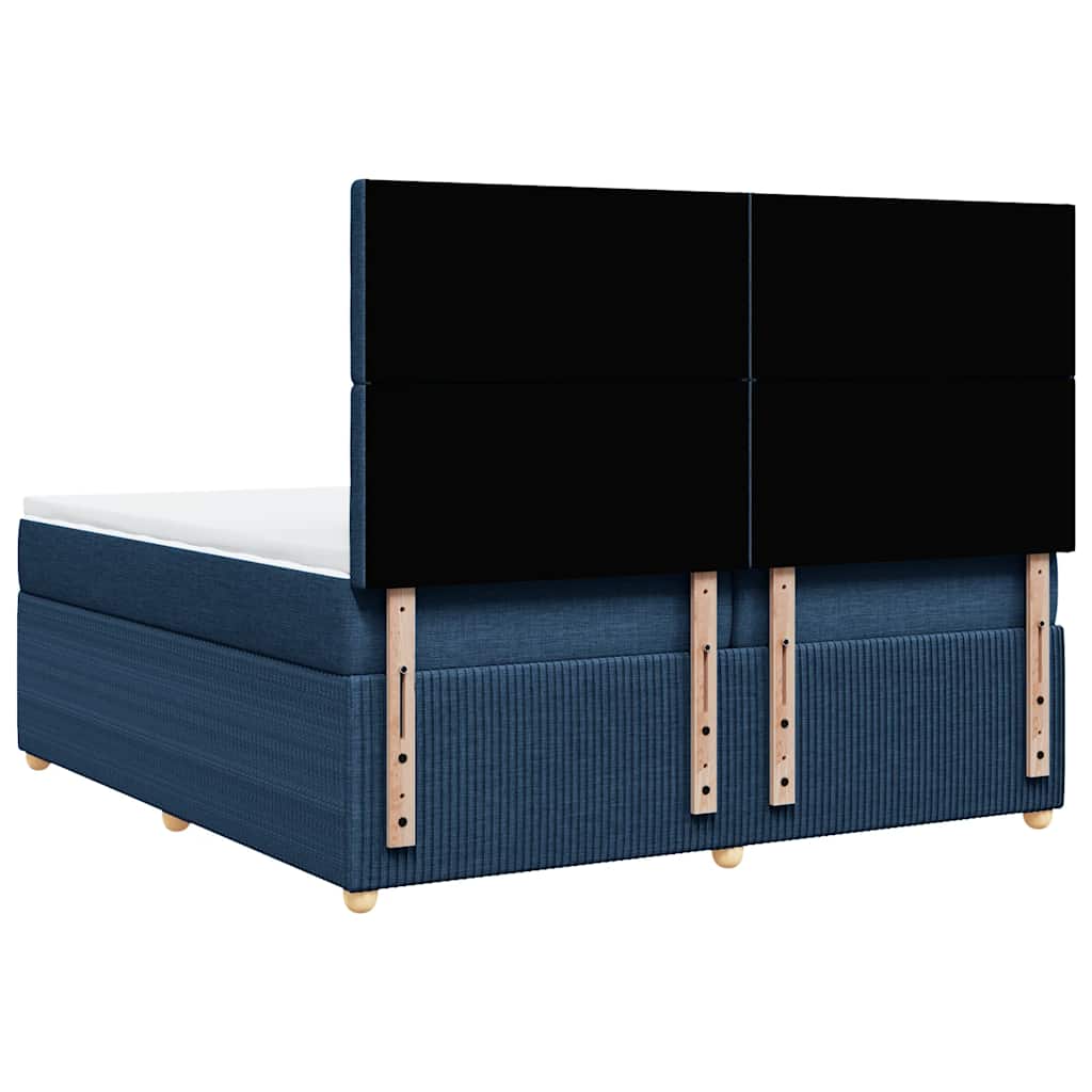vidaXL Κρεβάτι Boxspring με Στρώμα Μπλε 200x200 εκ. Υφασμάτινο