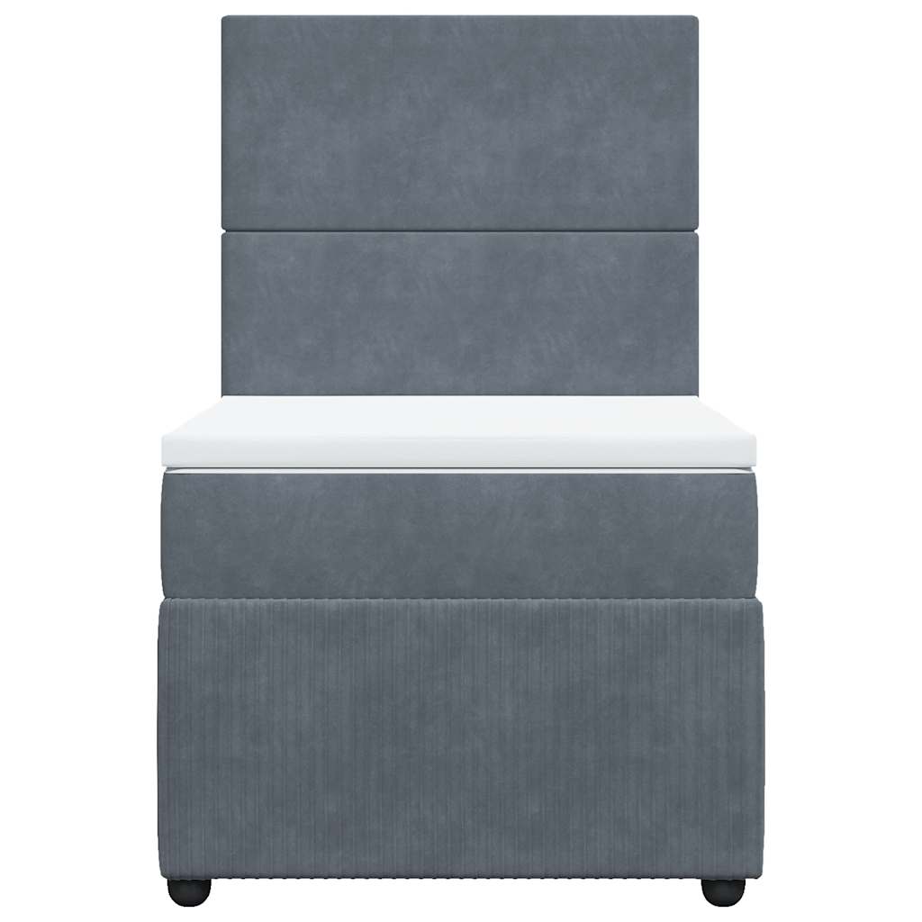 vidaXL Κρεβάτι Boxspring με Στρώμα Σκούρο Γκρι 80x200 εκ. Βελούδινο