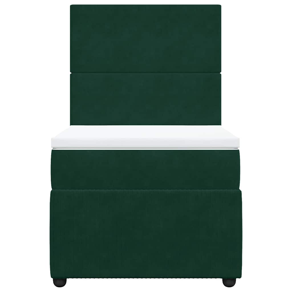 vidaXL Κρεβάτι Boxspring με Στρώμα Σκούρο Πράσινο 80x200 εκ. Βελούδινο