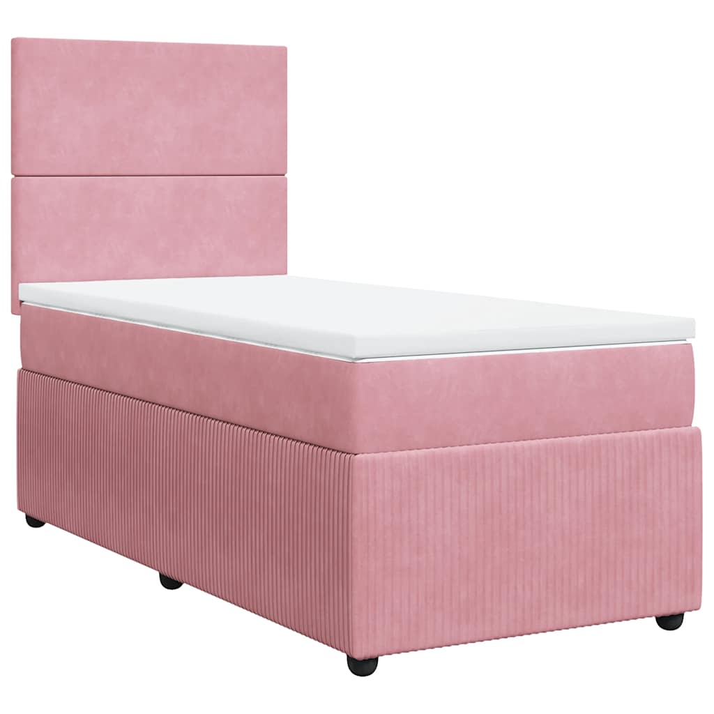 vidaXL Κρεβάτι Boxspring με Στρώμα Ροζ 80 x 200 εκ. Βελούδινο