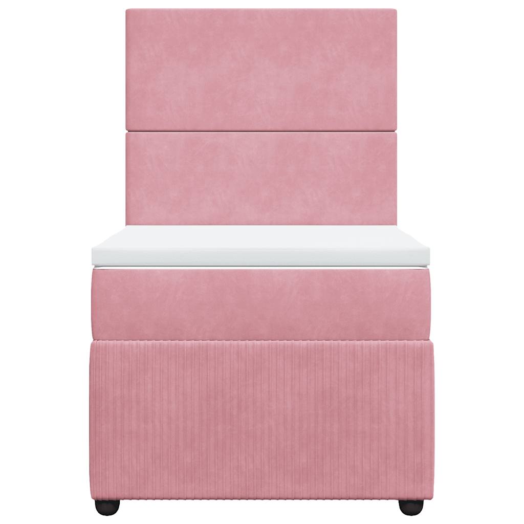 vidaXL Κρεβάτι Boxspring με Στρώμα Ροζ 80 x 200 εκ. Βελούδινο