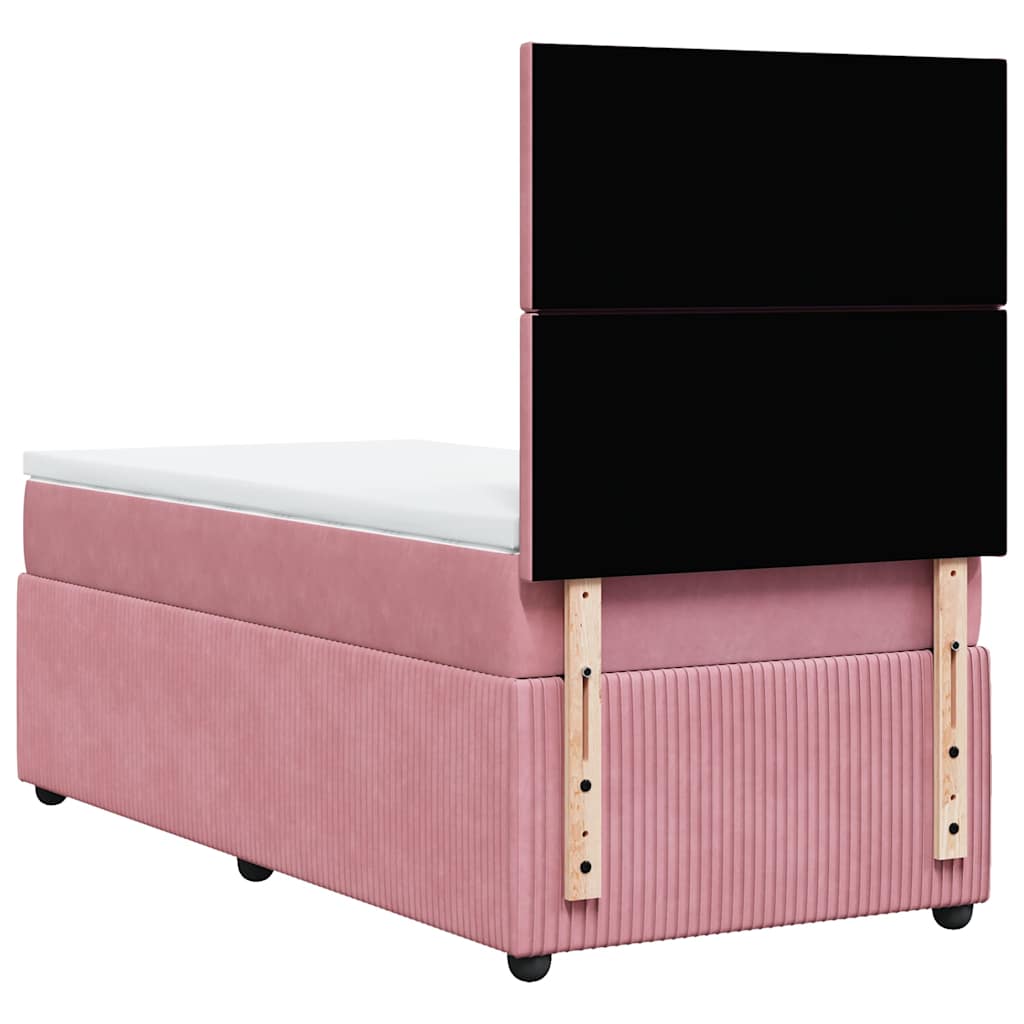 vidaXL Κρεβάτι Boxspring με Στρώμα Ροζ 80 x 200 εκ. Βελούδινο