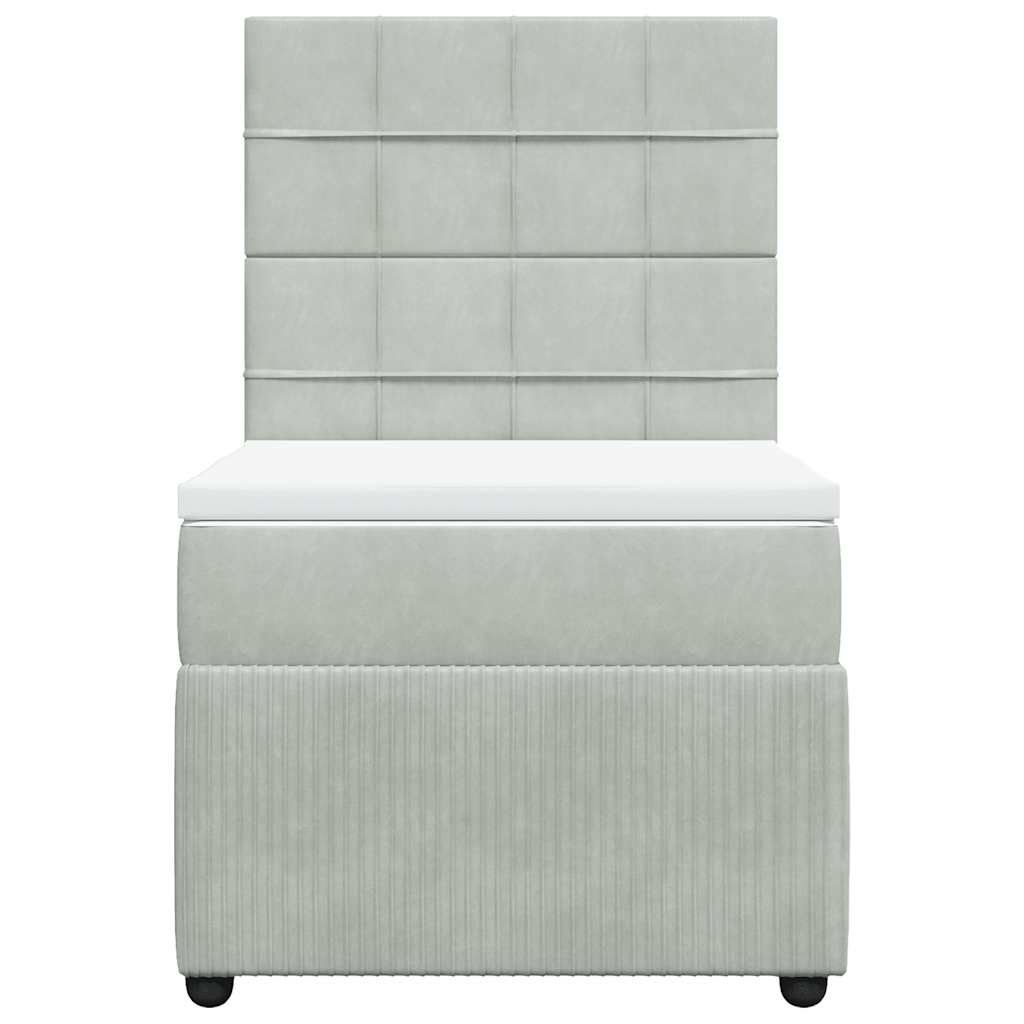 vidaXL Κρεβάτι Boxspring με Στρώμα Ανοιχτό Γκρι 80x200 εκ. Βελούδινο